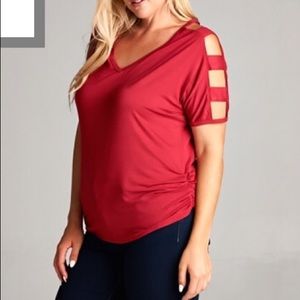 New Ladies Cutout Sleeve Top